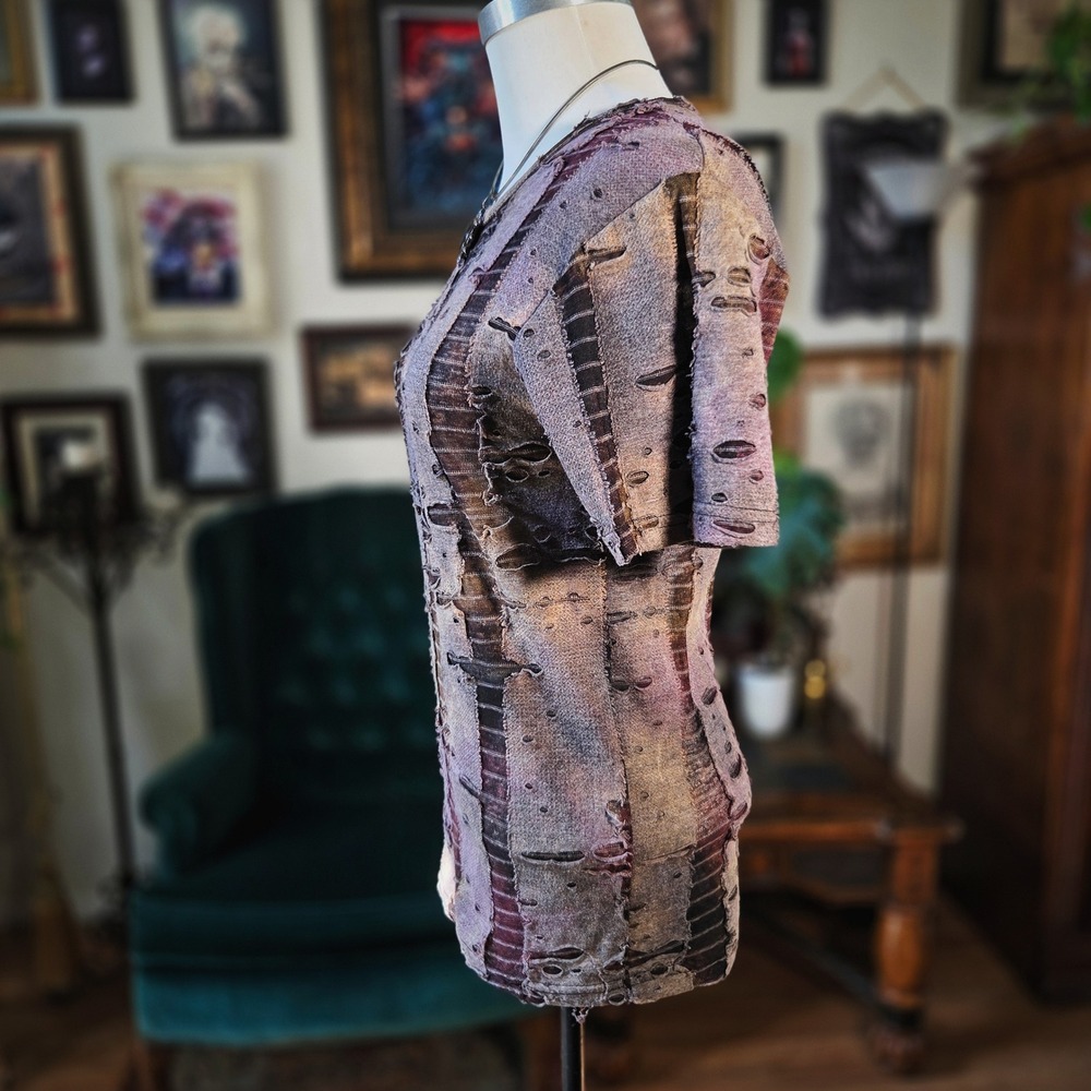 Shrine Hollywood Distressed Shirt Vintage 90s Goth Grunge Top M Made in USA Rare - Picture 6 of 8